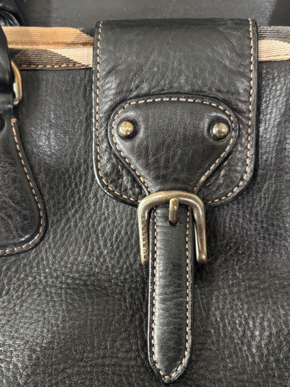 Burberry black leather bag, authentic vintage - Picture 5 of 14